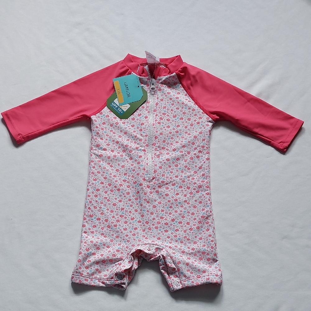 Umelok Kids Pink Floral Swimwear Size 6/9